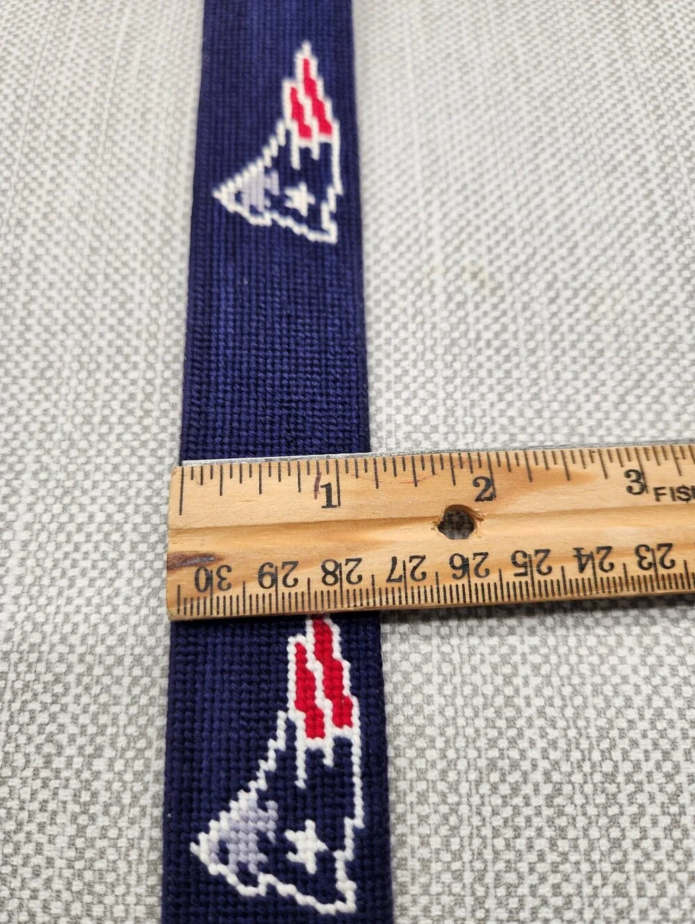 Smathers & Branson Size 40 New England Patriots Belt Needlepoint Hand Stitch